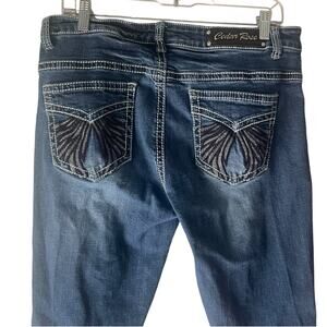 Ceder Rose Women Size 33 X 34 Wing Hustler Y2k Straight Leg Mid Rise Jeans‎